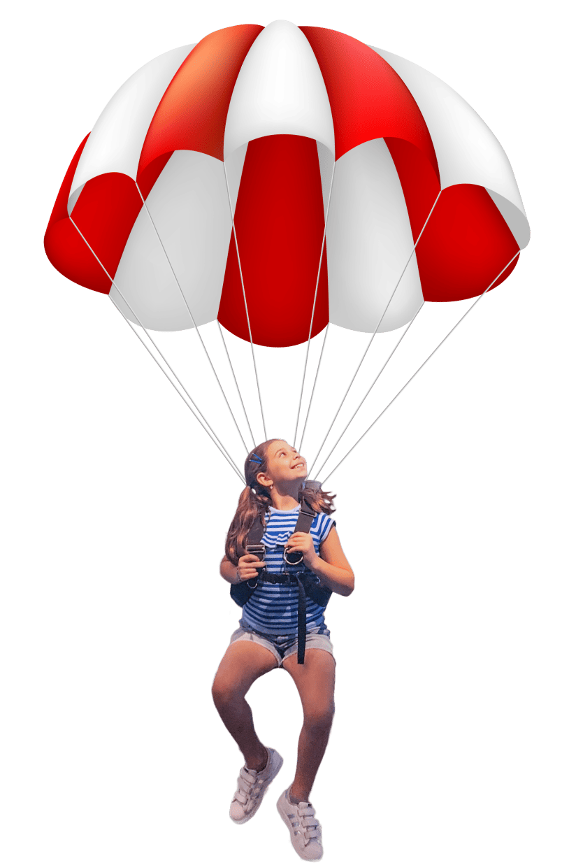 little girl gliding with a parachute